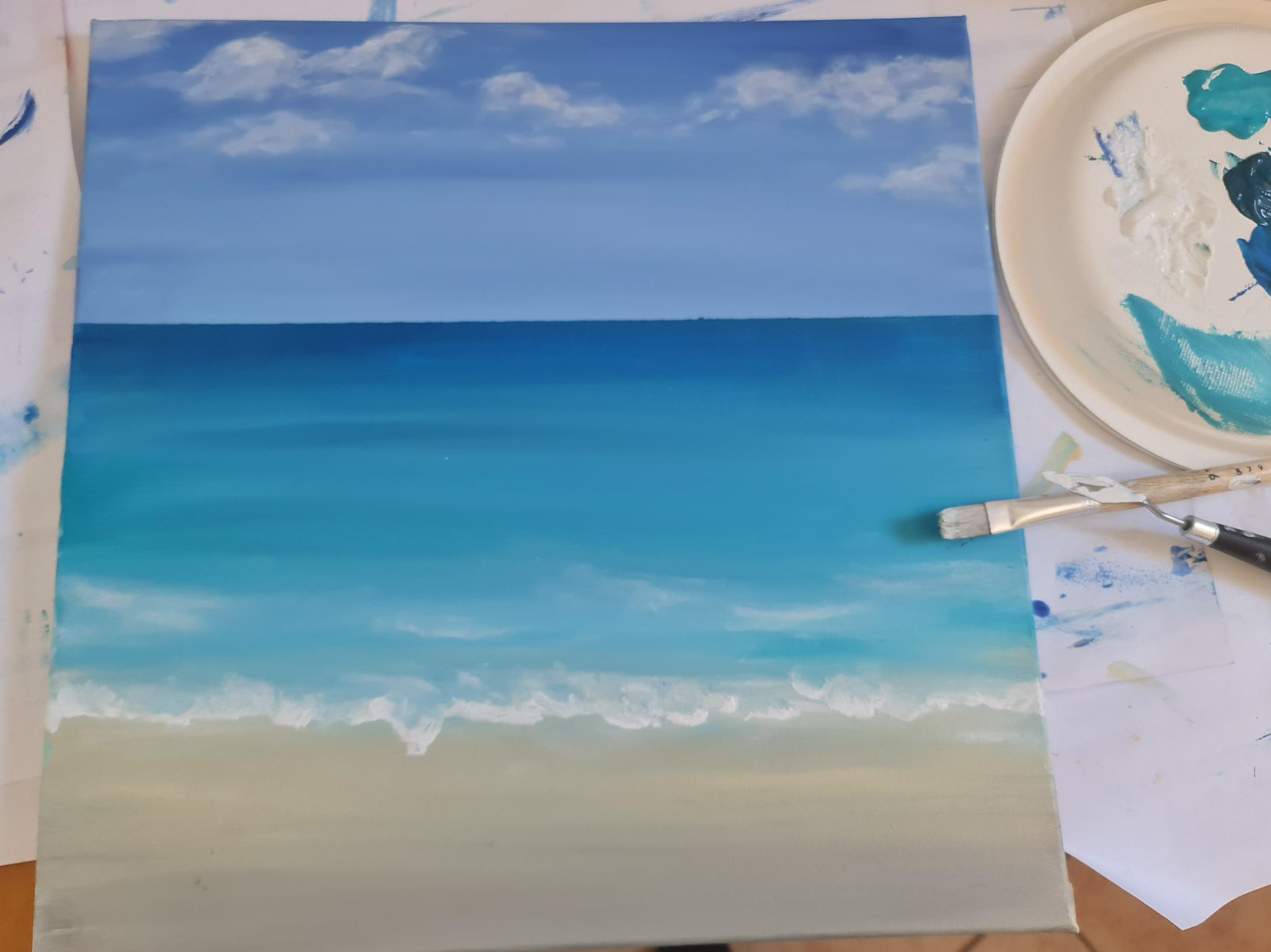 Peindre la mer à l’acrylique - Technique facile, pinceaux et couleurs