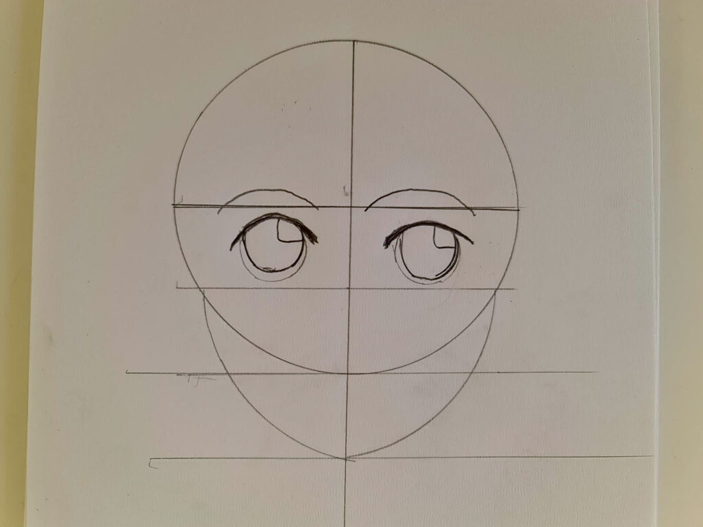 dessiner un visage manga en plaçant les éléments principaux