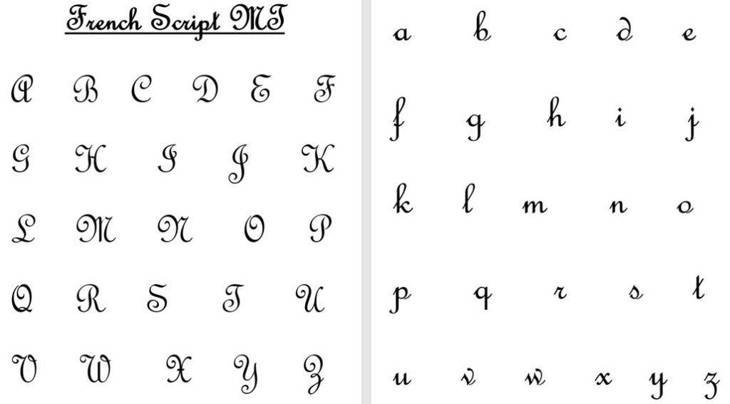 Modèle alphabet calligraphie