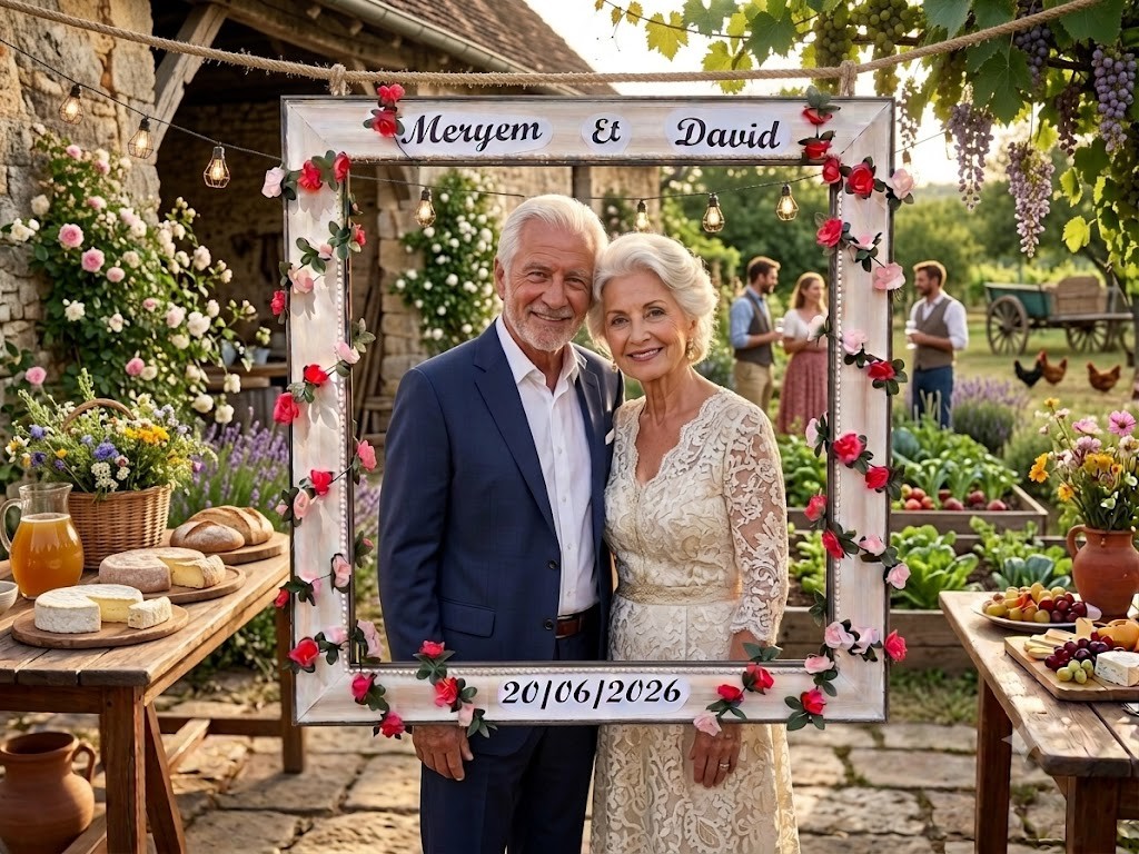 suspendre un cadre de mariage Photobooth sur une corde